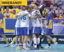  ?? FOTO: JESSICA GOW/TT ?? Jubel när Finland slog Sverige i VM-finalen 2018. Nu vill man skjuta på kommande mästerskap ett år.