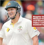  ??  ?? Happier times: Michael Clarke and Shane Watson enjoy a winning moment together