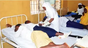 ??  ?? „ Fifty seven students of Govt Girls Sec Sch, Kaduna, hospitalis­ed in wake of a cholera outbreak