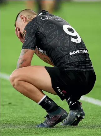  ?? PHOTO: GETTY IMAGES ?? Kiwis hooker Danny Levi cannot comprehend that New Zealand are out of the World Cup, after the shock loss to Fiji in Wellington on Saturday.