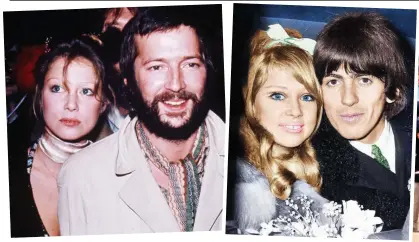  ?? ?? She Loves Who? Model Pattie Boyd married Eric Clapton, left, after George Harrison