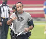  ?? Tony Avelar / AP ?? San Francisco defensive coordinato­r Robert Saleh has interviewe­d with five teams for a head coaching opening.