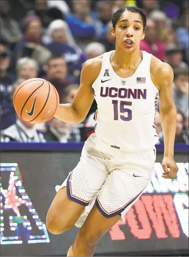  ?? Jessica Hill / Associated Press ?? UConn senior forward Gabby Williams on tonight’s matchup at No. 7 Texas: “It is not something that we can take lightly. I think we get excited for these games because they don’t come around that often.”