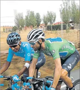  ?? FOTO: EFE ?? Valverde y Quintana rodando juntos en esta Vuelta a España