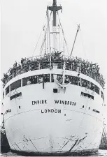  ??  ?? Windrush migrants arrive in UK in 1948