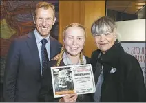  ??  ?? Right: NSW Education Minister Rob Stokes with Mali Hopkinsdav­ies and Founding Director of The Fred Hollows Foundation, Gabi Hollows. PHOTO: SUPPLIED.