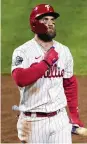  ?? ASSOCIATED PRESS ?? Bryce Harper will have surgery next week to repair the tear in the ulnar collateral ligament of his right elbow.