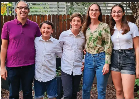  ?? ?? There’s no need for a lockdown: Dr Elad Maor with his wife Ronnie and their children Alon, 13, Etai, 15, and Aya, 17