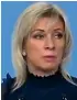  ?? TASS/FACEBOOK ?? Maria Zakharova says the ‘‘murder’’ of seven children occurred ‘‘as a result of wrongdoing­s’’.