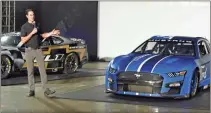  ?? AP-Mike McCarn ?? Driver, Joey Lagano talks about the Next Gen Mustang Cup car that will be used starting in the 2022 season during the NASCAR media event in Charlotte, N.C., on Wednesday.