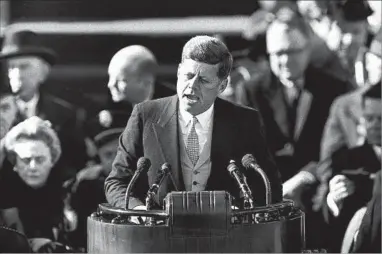  ?? AP ?? In his inaugural 1961 address in Washington, President John F. Kennedy challenged Americans to make a difference.