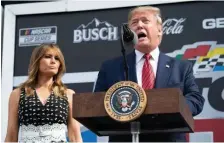  ?? GETTY IMAGES ?? REVVING UP THE CROWD: President Trump and first lady Melania Trump appear at the Daytona 500 Nascar race in Daytona Beach, Fla., on Sunday.