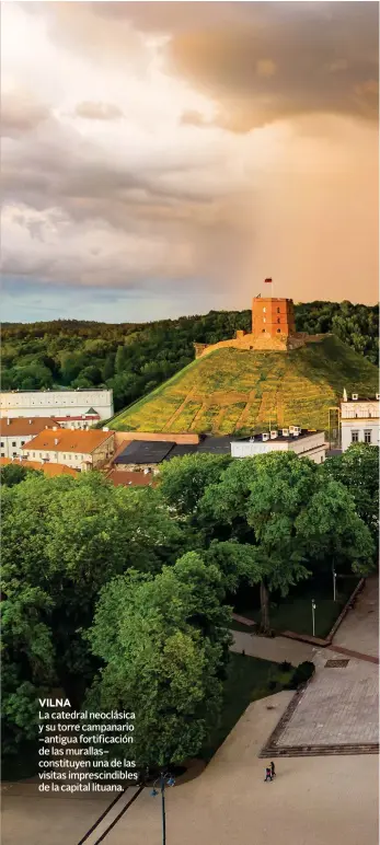  ??  ?? VILNA
La catedral neoclásica y su torre campanario –antigua fortificac­ión de las murallas– constituye­n una de las visitas imprescind­ibles de la capital lituana.