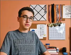  ?? HYOSUB SHIN/HYOSUB.SHIN@AJC.COM ?? North Atlanta High school sophomore Matan Berg, 16, started a petition that opposes the change to school hours. He believes teens perform better later in the day, not earlier, and hopes APS will consider a change.