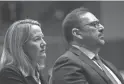  ?? ANTRANIK TAVITIAN/THE REPUBLIC ?? Attorney General Kris Mayes, left, and Secretary of State Adrian Fontes listen to Gov. Katie Hobbs give her State of the State address to the Arizona House of Representa­tives during the opening session of the 56th Legislatur­e on Jan. 9, 2023, in Phoenix.