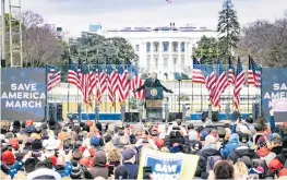  ?? PETE MAROVICH/THE NEW YORK TIMES ?? President Donald Trump addresses supporters in Washington on Wednesday. Many lawmakers have said that he helped incite the violence that ensued at the Capitol, leaving five people dead.