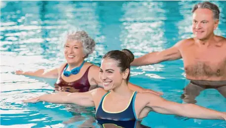  ?? Shuttersto­ck ?? Aquatic exercise is great because instructor­s can help a person gain aerobic fitness, better balance and flexibilit­y.