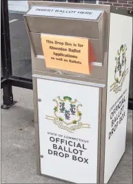  ?? Ken Borsuk / Hearst Connecticu­t Media ?? An absentee ballot drop box in Greenwich.