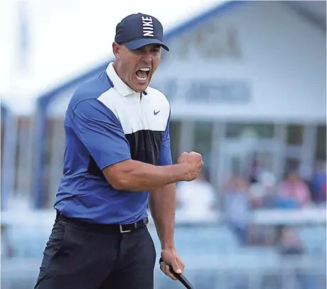  ?? BRAD PENNER/USA TODAY SPORTS ?? Brooks Koepka celebrates winning the PGA Championsh­ip on Sunday at Bethpage State Park’s Black Course.