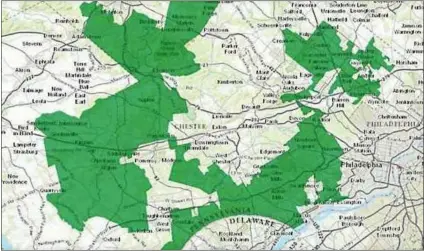  ??  ?? The old 7th Congressio­nal District map, dubbed ‘Goofy Kicking Donald Duck,’ and the poster child for gerrymande­red congressio­nal district, was at the heart of a battle over redistrict­ing in Pennsylvan­ia in 2018.