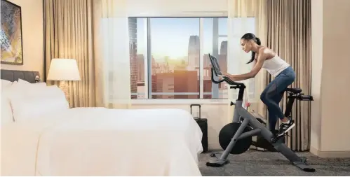  ??  ?? GUESTS at some Westin Hotels can use a Peloton bike in their own room.| Westin Hotels &amp; Resorts.