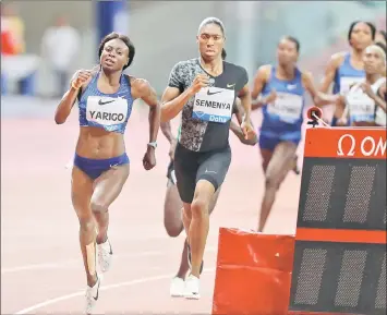  ??  ?? South Africa’s Caster Semenya (second left) competes in the women’s 800m during the IAAF Diamond League competitio­n in Doha. — AFP photos