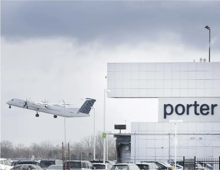  ?? PETER J. THOMPSON / NATIONAL POST ?? A Porter Airlines Q400 aircraft takes off from Toronto’s Billy Bishop Airport. Porter has 85 per cent of the 202 flight slots allowed on the island airport each day.