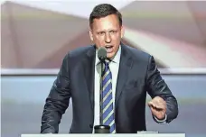  ?? J. SCOTT APPLEWHITE, AP ?? At this summer’s Republican National Convention, PayPal founder Peter Thiel spoke about being a gay conservati­ve.