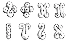  ?? PHAIDON ?? Shapes for the rolls include, from top left to bottom right: gullvagn, julvagn, lussekatt, lussekatt, pojke, lilja, julgalt and julkuse.