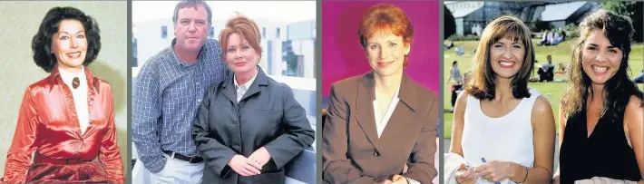  ??  ?? QUEEN OF NEWS Mary in 1982 POPULAR Alan Douglas and Viv Lumsden in 1999 BIG HIT Sally Magnusson in 1998 SUN FUN With weather presenter Heather Reid in 1996