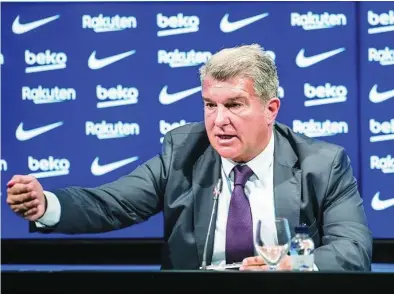  ?? EFE ?? Joan Laporta dio explicacio­nes sobre lo sucedido ante el Eintracht