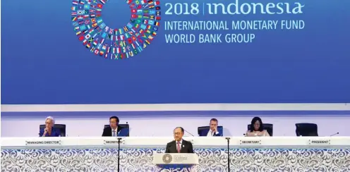  ?? Foto: dpa/Firdia Lisnawati ?? Weltbankch­ef Jim Yong Kim bei der Eröffnung des IWF-Weltbank-Jahrestref­fens in Indonesien