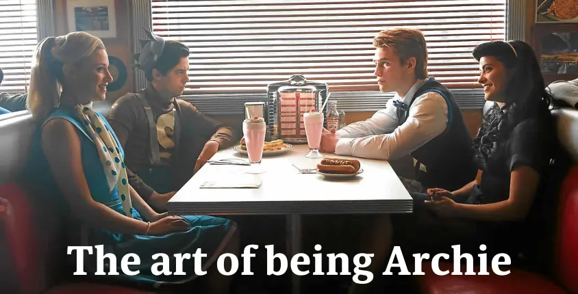  ?? —NETFLIX ?? Archie on TV: Betty (Lili Reinhart), Jughead (Cole Sprouse), Archie (KJ Apa) and Veronica (Camila Mendes) on the “Riverdale” TV series