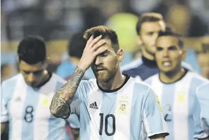  ?? Picture: AFP ?? FEARING THE WORST. Lionel Messi and his Argentine team find themselves in a massive spot of bother in their bid to qualify for the 2018 World Cup.