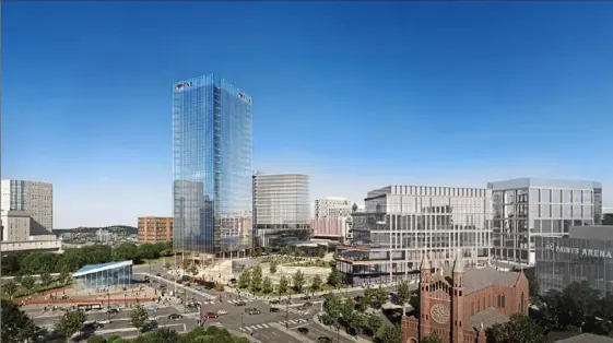  ?? Courtesy of Gensler ?? Rendering of the 26-story office tower to be built at the former Civic Arena site. First National Bank will be the anchor tenant.