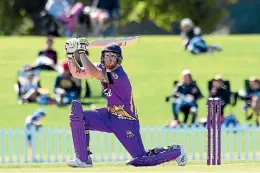  ?? JOHN DAVIDSON/PHOTOSPORT ?? English import Ben Stokes whacked seven sixes in his 93 for the Canterbury Kings at Hagley Oval.