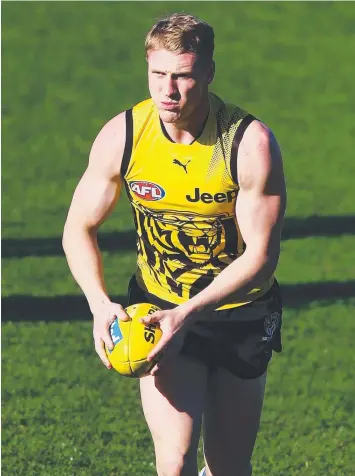  ?? Picture: MICHAEL DODGE ?? FORWARD THINKING: Josh Caddy at Richmond training yesterday.