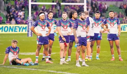  ?? Photo / Photosport ?? The Warriors were blown off AAMI Park by the Melbourne Storm.