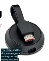  ??  ?? The HDMI and the disc use magnets so they can be neatly attached