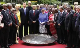 ?? Photograph: Lefteris Pitarakis/PA ?? The Queen with Commonweal­th leaders in London in 2012. ‘Whether King Charles III can carry on his mother’s legacy is another question.’