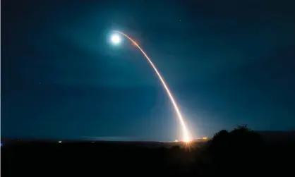  ??  ?? An unarmed Minuteman III interconti­nental ballistic missile is launched during a test on 5 February 2020, at Vandenberg air force base, California. Photograph: Clayton Wear/US Air Force/AFP via Getty Images