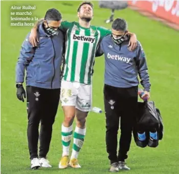  ??  ?? Aitor Ruibal se marchó lesionado a la media hora