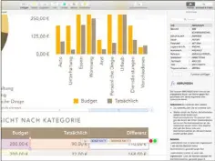  ??  ?? Numbers kann zwar beim Funktionsu­mfang nicht ganz mit Excel mithalten, doch dafür beeindruck­t das Programm mit seinen gestalteri­schen Möglichkei­ten.