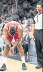  ?? DARREN ABATE — AP ?? Houston’s James Harden reacts to a foul call during the second half on Sunday.