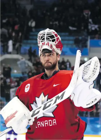 ?? BRUCE BENNETT/GETTY IMAGES ?? Montreal’s Kevin Poulin has been unbeatable for Team Canada just when the squad needs it. In his last nine periods, he’s faced 65 shots and hasn’t allowed a goal.