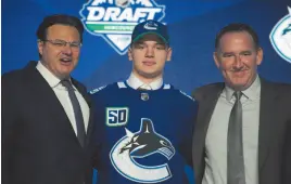  ?? CP PHOTO BY JONATHAN HAYWARD ?? Vancouver Canucks selected Vasily Podkolzin during the first round NHL draft at Rogers Arena in Vancouver on Friday.