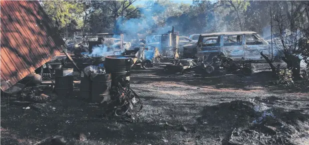  ?? Picture: SUPPLIED ?? AFTERMATH: Top End Motors’ workshop and car yard in Seisia at Cape York was gutted by a large fire on Sunday afternoon.