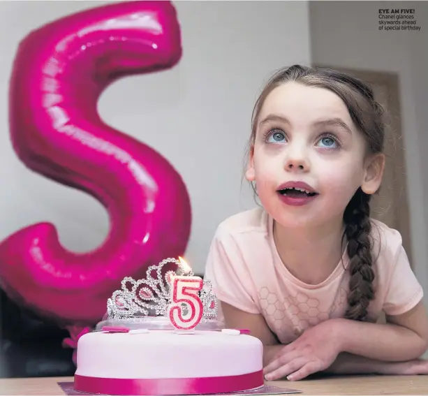  ??  ?? EYE AM FIVE! Chanel glances skywards ahead of special birthday