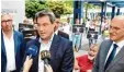  ?? Foto: wys ?? Ministerpr­äsident Markus Söder (Mitte) mit Vorstand Alexander Schmidtke (links) und OB Kurt Gribl.