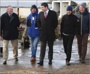 ?? Photoby Domnick Walsh ?? Members of the Fenit ‘ Restore Our Diving Boards’ campaign. Pictured at the diving slip in Fenit with Minister Brendan Griffin on Tuesday were Billy Ryle, Liam Doyle John Edwards and Mike O’Neill.